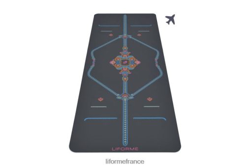 Liforme tapis de yoga de voyage dans le jardin conscient LRBV2848 - Liforme France gris/fleuri